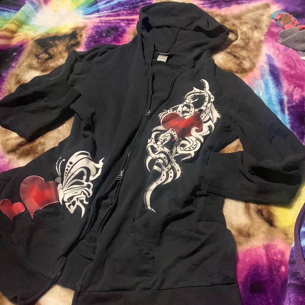 Y2K JACKET WITH TRIBAL PRINT DELTAILS!!